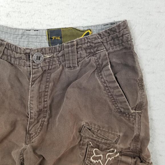 Fox Racing Shorts Mens 34 Brown Cargo Utility Pocket Cotton Embroidered Logo - Picture 3 of 16